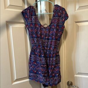 Hollister Blue and Purple Jumpsuit with Elastic Waist